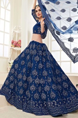 Reelove Factory Embroidered Semi Stitched Lehenga Choli(Multicolor)