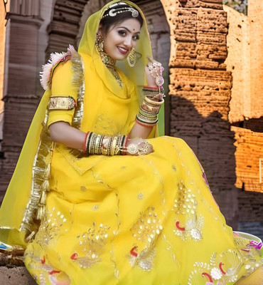 BHOJALCREATION Embroidered Semi Stitched Lehenga Choli(Yellow)