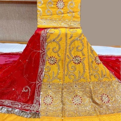 GANPATIJI FASHION Embellished Semi Stitched Rajasthani Poshak(Yellow)