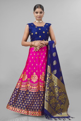 Tishta Embroidered Semi Stitched Lehenga Choli(Pink)