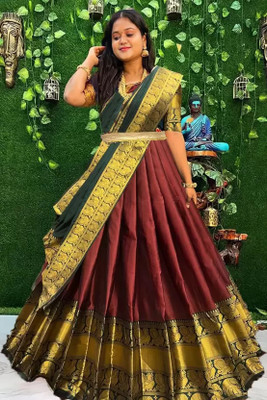 fabguru Self Design Semi Stitched Lehenga Choli(Maroon)