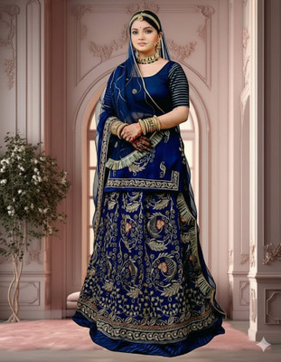 SHREE AMBEY TRADING Embroidered Semi Stitched Rajasthani Poshak(Blue)