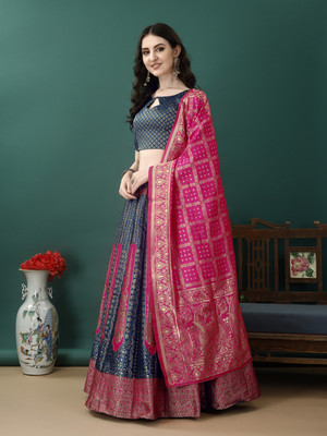 SWAMI STUDIO Self Design Semi Stitched Lehenga Choli(Blue)