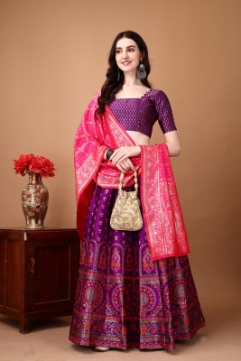 SHREE SANT SAREES Self Design Semi Stitched Lehenga Choli(Purple)