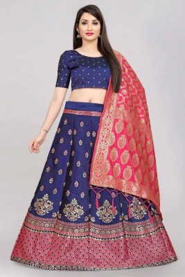 SWAMI STUDIO Self Design Semi Stitched Lehenga Choli(Dark Blue)