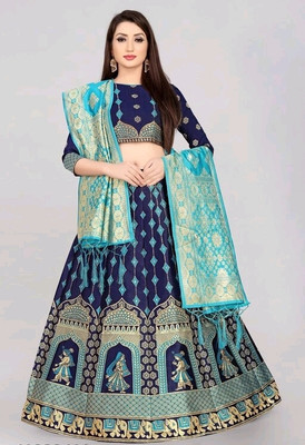 KRISHUFAB Self Design Semi Stitched Lehenga Choli(Light Blue)