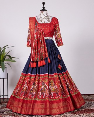 Vihan Fab Bandhani Semi Stitched Lehenga Choli(Blue)