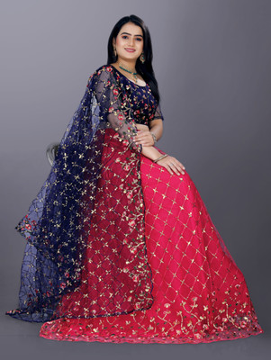 JAY RAMDEV FASHION Embroidered Semi Stitched Lehenga Choli(Pink)