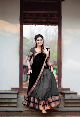 Harshiv Textile Self Design Semi Stitched Lehenga Choli(Grey)