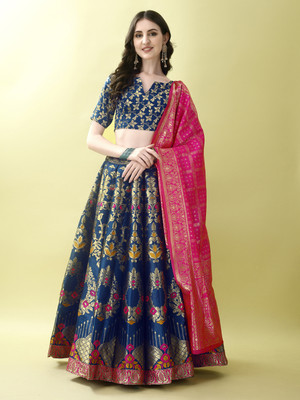 LCHHFYGXYSAQGZAP Self Design Semi Stitched Lehenga Choli(Blue)