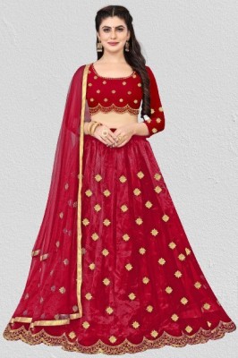 BIPIN ENTERPRISE Embroidered Semi Stitched Lehenga Choli(Red)