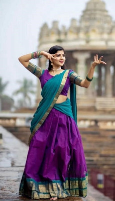 Harshiv Textile Self Design Semi Stitched Lehenga Choli(Purple)