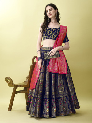 SWAMI STUDIO Self Design Semi Stitched Lehenga Choli(Blue)