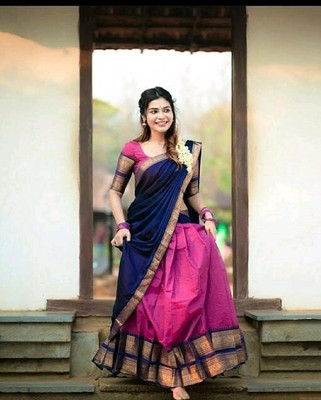 KRISHUFAB Self Design Semi Stitched Lehenga Choli(Pink)