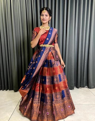 Harshiv Textile Embellished Semi Stitched Lehenga Choli(Blue)