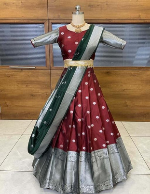 Harshiv Textile Embellished Semi Stitched Lehenga Choli(Maroon)