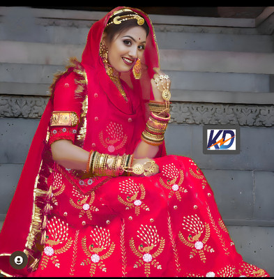 Anjani Textile Embroidered Semi Stitched Rajasthani Poshak(Pink)