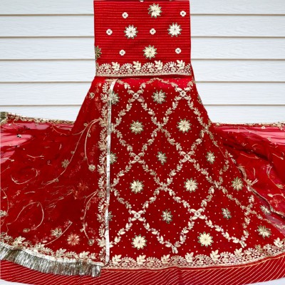 MADHUR HAND WORK ART Embroidered, Embellished Semi Stitched Lehenga Choli(Red)