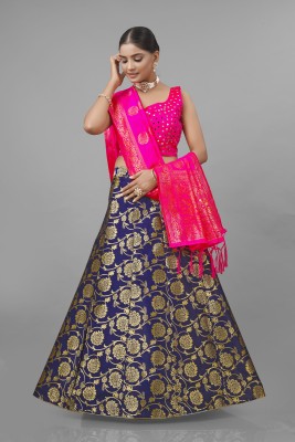 CINCLUS FAB Embellished Semi Stitched Lehenga Choli(Blue)