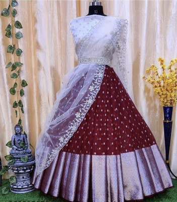 HOUSE OF COMMON Self Design Semi Stitched Lehenga Choli(Maroon)