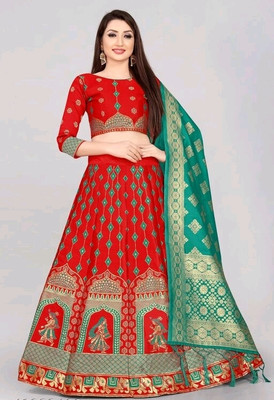 NITYA TEXOFAB Self Design Semi Stitched Lehenga Choli(Light Blue)