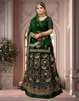 SHREE AMBEY TRADING Embroidered Semi Stitched Rajasthani Poshak(Green)
