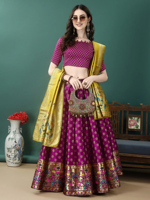 SWAMI STUDIO Self Design Semi Stitched Lehenga Choli(Purple)