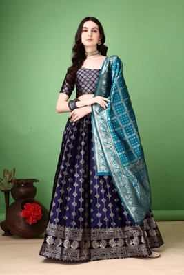 SWAMI STUDIO Self Design Semi Stitched Lehenga Choli(Blue)