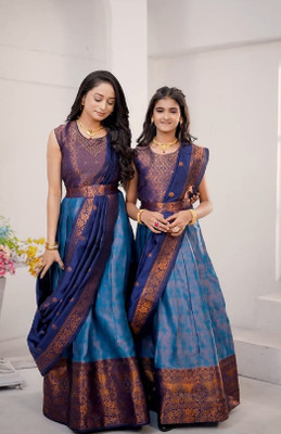 HKBDFAB Self Design Semi Stitched Lehenga Choli(Blue)