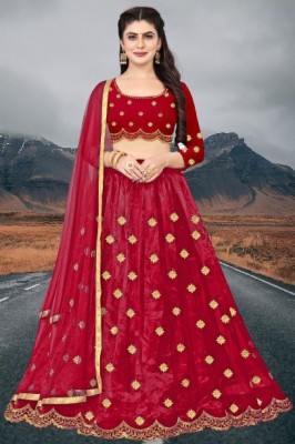 BIPIN ENTERPRISE Embroidered Semi Stitched Lehenga Choli(Red)