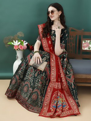 A To Z Cart Embellished Semi Stitched Lehenga Choli(Dark Green)