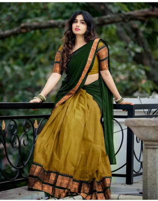 Harshiv Textile Self Design Semi Stitched Lehenga Choli(Gold)