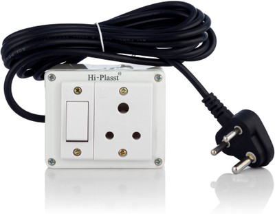 HI PLAST (1+1) Switch Board with 4 yard cord, 6A-Plug, 1 Switch 1  Socket Extension Boards(White, 3.65 m)