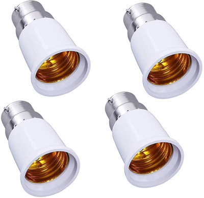 REHTRAD B22 to E27 Base Socket Ceramic Lamp Holder Light Bulb Adapter Set of 4 - White Plastic Light Socket(Pack of 4)