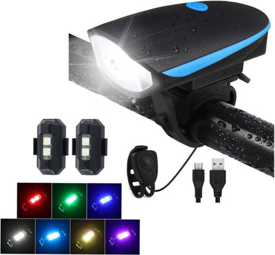 NSV Cycle Light (Combo of 3) Cycle Front Head Light + 2 Bicycle Tail Light LED Front Rear Light Combo(Multicolor)