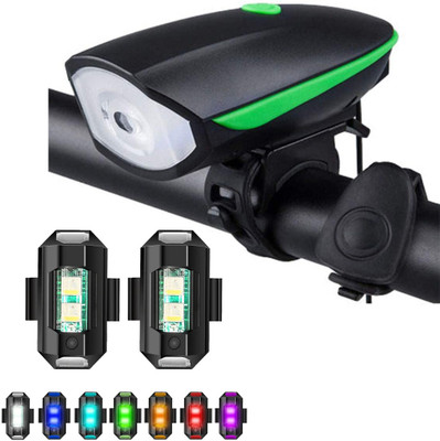 NSV Cycle Light Chargeable (Combo of 3) Cycle Front Head Light + 2 Cycle Back Light LED Front Rear Light Combo(Multicolor)