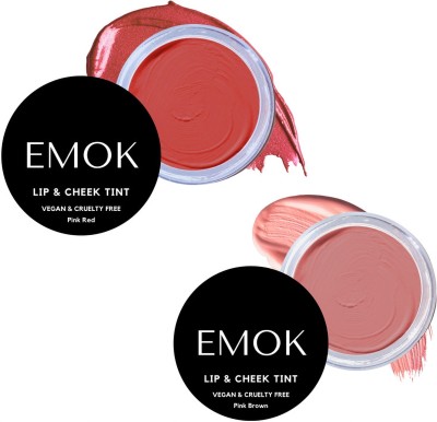 Emok Lip Cheek & Eye Tint Blush SPF Vitamin E Natural Makeup Combo Set Pink,Red PINK RED(Pack of: 2, 24 g)