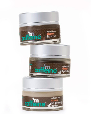 mCaffeine Choco Lip Kit for Chapped & Sensitive Lips - Day & Night Routine(3 Items in the set)