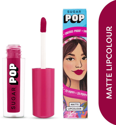 SUGAR POP Matte Lipcolour 20 Poppy - Super Matte | Lasts 8+ hours | Non-Drying(20 Poppy, 1.6 ml)