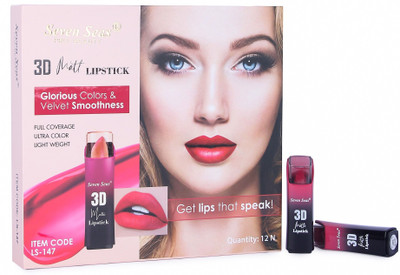 Seven Seas 3D Matte Lipstick 12 Shades Set Mix Shade(Multicolor, 5 g)
