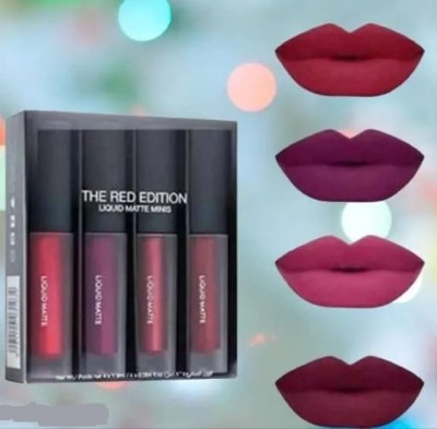 RVLIPS Sensational Red Edittion Liquid Matte Lipstick(red, ruby red, plum, roseberry, 12 ml)