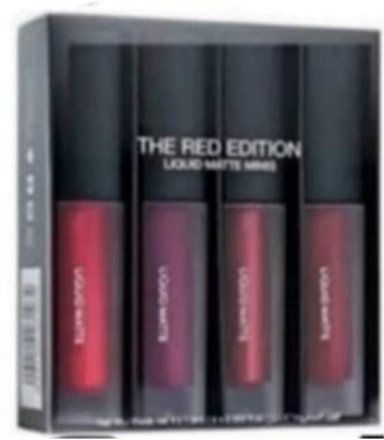 K3NTERPRISES Professional Combo Waterproof Red Edition Liquid Matte Minis Lipsticks Pack Of 4(Multicolor, 4 ml)