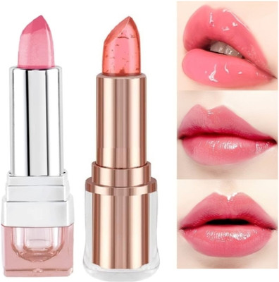 Ashyra Transparent Moisturizing Jelly Lipstick for Glossy Pink Lips (Pack of 2)(Light Pink, 10 ml)