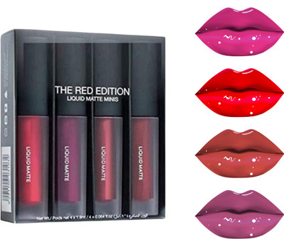 Vagons Red Finish Smudge-Free 4pc Liquid Lipstick Set(Red, 30 ml)