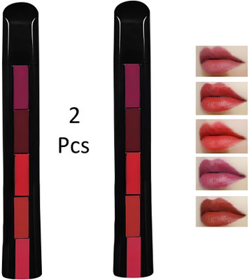 Earthcon Beauty 5 in 1 Sensational Creamy Matte Lipstick, The Red Pack of 2(Multicolor, 20 g)