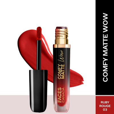 FACES CANADA Comfy Matte Wow Liquid Lipstick | Highly Pigmented | Long Lasting(Ruby Rouge 03, 3.8 ml)