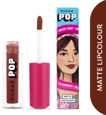 SUGAR POP Matte Lipcolour 05 Mahogany - Super Matte | Lasts 8+ hours | Non-Drying(Mahogany, 1.6 ml)