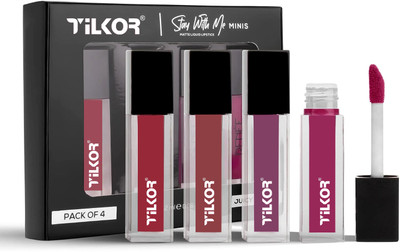 TILKOR Red Edition Mini Liquid Lipstick 4 Color In One Pack Combo(4 COLOR A, 6 ml)