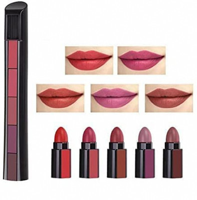 HUDAQUEEN 5 in 1 Red Edition Lipstick No Smudge No Fade(Red, 10 g)