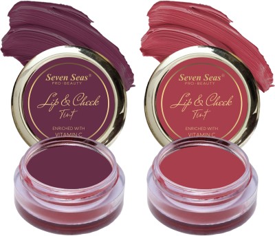 Seven Seas Lips & Cheek Tint Combo Pack Of 2 Enriched With Vitamin C Tint With Brush(Wine Berry & Hippie Pink, 16 ml)